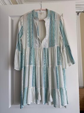 Calliope Dress in Blue, I am 5.2 and 130 lb, typically size M, THis one fits wel